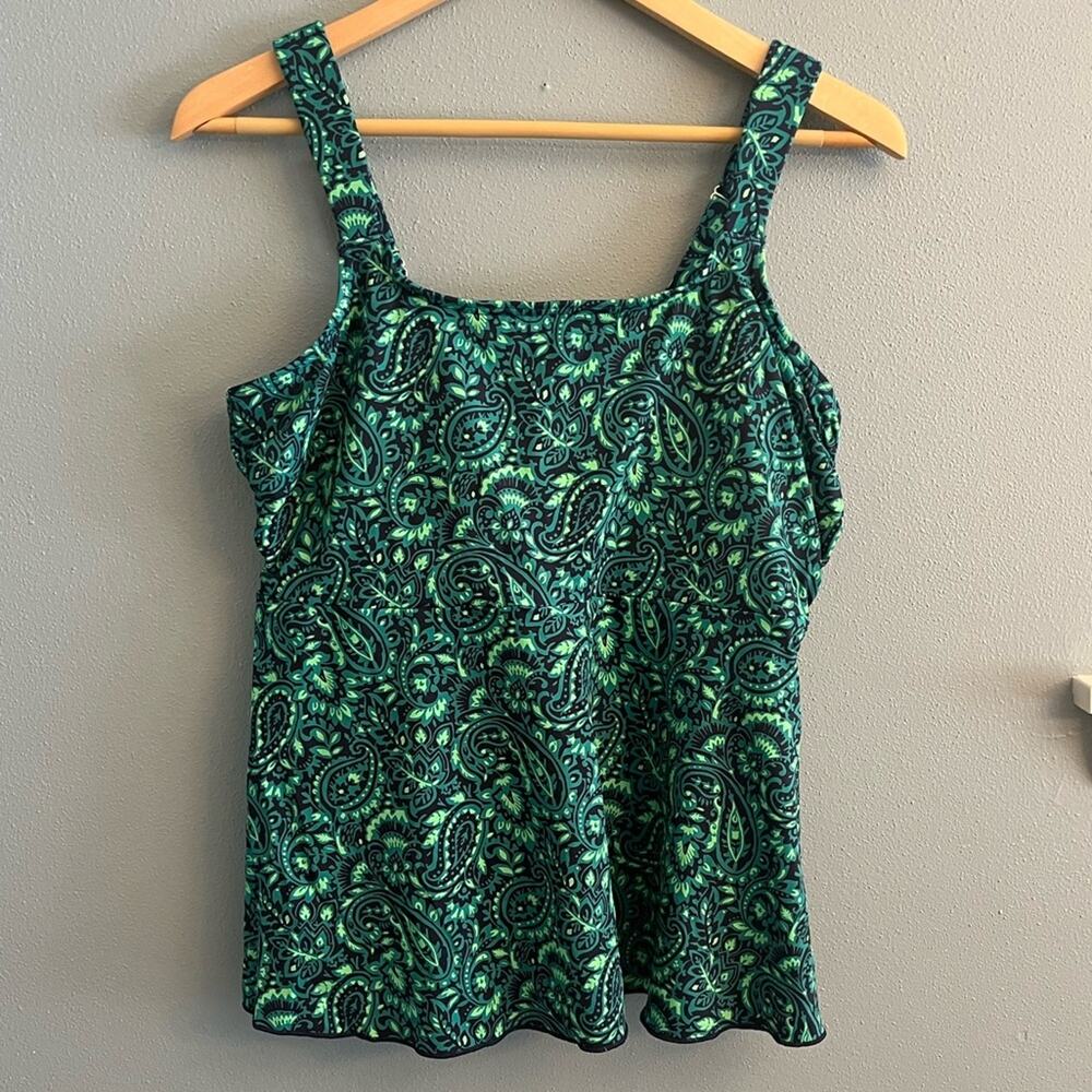 Lands' End Green Paisley Tankini Top